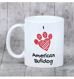 American Bulldog, Old Country Bulldog - cup with a dog, cute cup with graphics, a gift with your photo from the Art-Dog brand