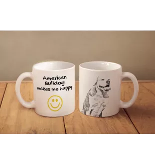 American Bulldog, Amerikanische Bulldogge - Tasse mit Hund, fröhliche Tasse für Hundeliebhaber, personalisiertes Geschenk der Marke Art-Dog