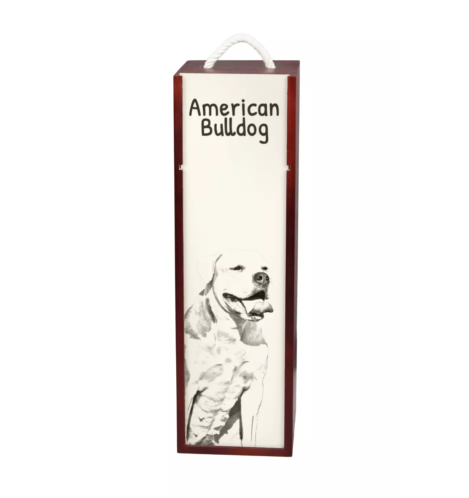 American Bulldog, Old Country Bulldog - wine box with a dog, alcohol box with graphics, personalized gift box from the Art-Dog brand