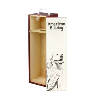 Bouledogue américain - boîte à vin avec chien, boîte à alcool avec graphisme, boîte cadeau personnalisée de la marque Art-Dog