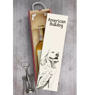 Bouledogue américain - boîte à vin avec chien, boîte à alcool avec graphisme, boîte cadeau personnalisée de la marque Art-Dog