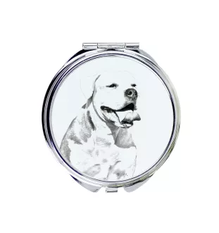 American Bulldog, Amerikanische Bulldogge - Taschenspiegel mit Hund, personalisierter Taschenspiegel, kompakter Spiegel mit Art-Dog-Logo
