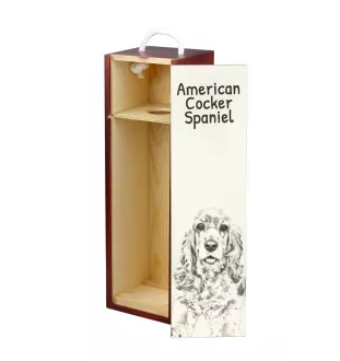 Cocker Américain - boîte à vin avec chien, boîte à alcool avec graphisme, boîte cadeau personnalisée de la marque Art-Dog