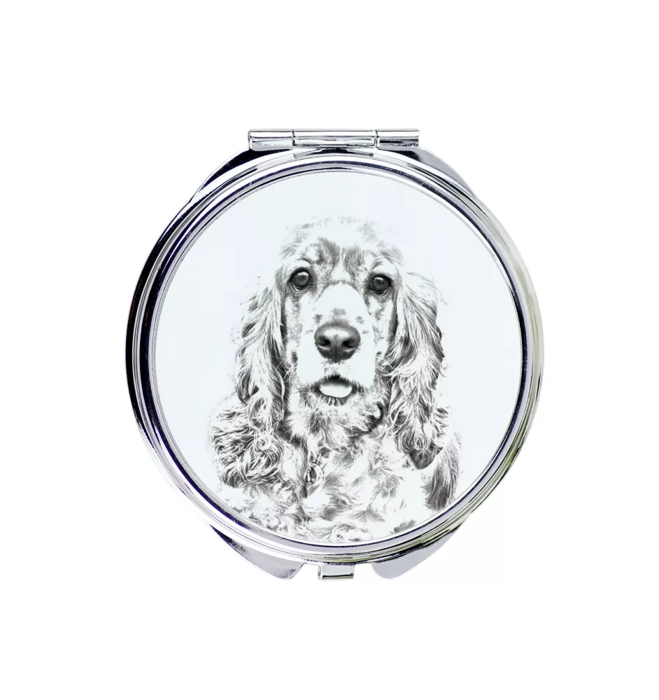 Amerikanischer Cocker Spaniel, American Cocker Spaniel - Taschenspiegel mit Hund, personalisierter Taschenspiegel, kompakter Spiegel mit Art-Dog-Logo
