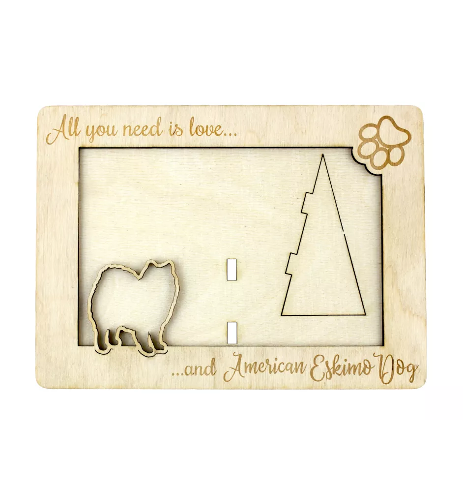 American Eskimo Dog, American Spitz - Photo frame, engraved wooden frame, a lovely gadget for the dog lover by Art-Dog