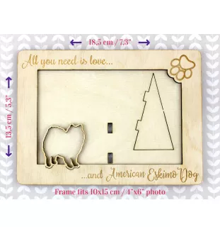 American Eskimo Dog ramka na zdjęcie ze sklejki Art-Dog
