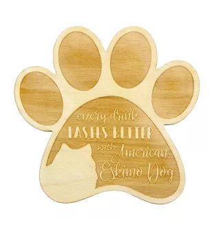 Esquimau américain, American Eskimo Dog, American Spitz - Sous-verre mug, sous-verre gravé avec chien, cadeau pour amoureux des chiens par la marque Art-Dog