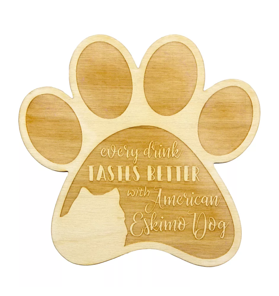 Esquimau américain, American Eskimo Dog, American Spitz - Sous-verre mug, sous-verre gravé avec chien, cadeau pour amoureux des chiens par la marque Art-Dog