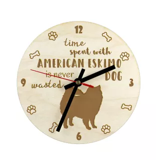 Esquimau américain, American Eskimo Dog, American Spitz - horloge avec chien, horloge en bois avec gravure, horloge personnalisée par Art-Dog