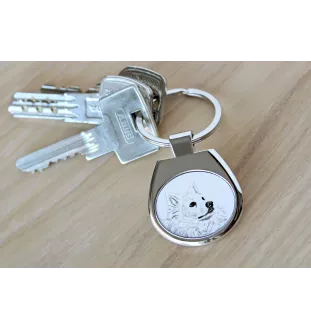 Esquimau américain, American Eskimo Dog, American Spitz - porte-clés avec chien, porte-clés imprimé, breloque personnalisée de la marque Art-Dog