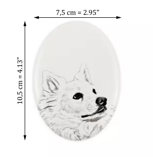American Eskimo Dog, American Spitz, Eskie - Gedenktafel mit einem Foto eines Hundes, Grabplatte mit Druck, personalisierte ovale Platte der Marke Art-Dog