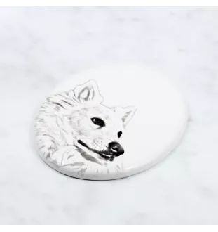 American Eskimo Dog, American Spitz, Eskie - Gedenktafel mit einem Foto eines Hundes, Grabplatte mit Druck, personalisierte ovale Platte der Marke Art-Dog