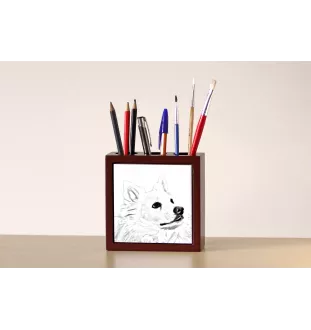 Esquimau américain, American Eskimo Dog, American Spitz - porte-stylo avec chien, organiseur de bureau avec impression, décoration de bureau personnalisée de la marque Art-Dog