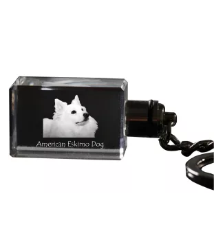 American Eskimo Dog, American Spitz, Eskie - Schlüsselanhänger aus Kristall mit Hundefoto, beleuchteter Schlüsselanhänger, einzigartiges Geschenk der Marke Art-Dog