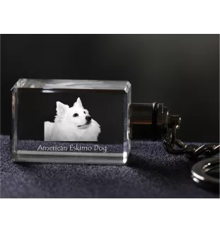 American Eskimo Dog, American Spitz, Eskie - Schlüsselanhänger aus Kristall mit Hundefoto, beleuchteter Schlüsselanhänger, einzigartiges Geschenk der Marke Art-Dog