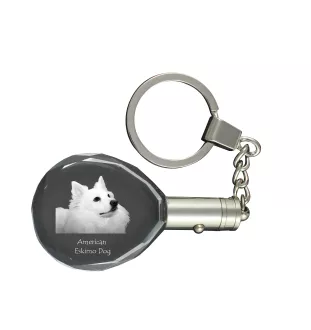 American Eskimo Dog, American Spitz, Eskie - Anhänger mit einem Foto eines Hundes, Schlüsselanhänger aus Kristall in einer Geschenkbox, ein einzigartiges Geschenk von Art-Dog
