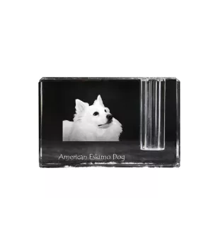 American Eskimo Dog, American Spitz, Eskie - Stifthalter, Kristallorganizer mit Hundefoto, einzigartige Schreibtischdekoration der Marke Art-Dog