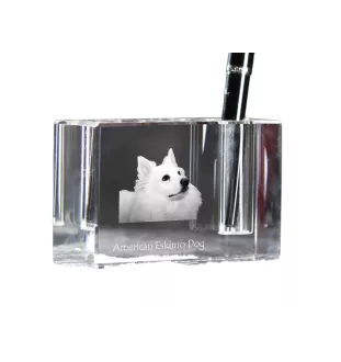 American Eskimo Dog penholder kryształowy z psem Art-Dog