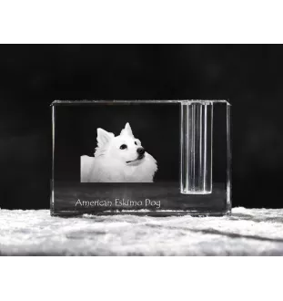 American Eskimo Dog penholder kryształowy z psem Art-Dog