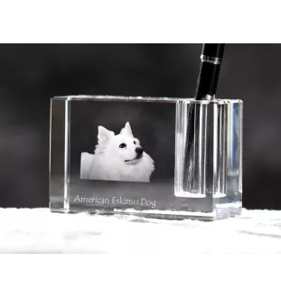 American Eskimo Dog penholder kryształowy z psem Art-Dog