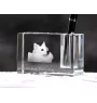 American Eskimo Dog, American Spitz, Eskie - Stifthalter, Kristallorganizer mit Hundefoto, einzigartige Schreibtischdekoration der Marke Art-Dog