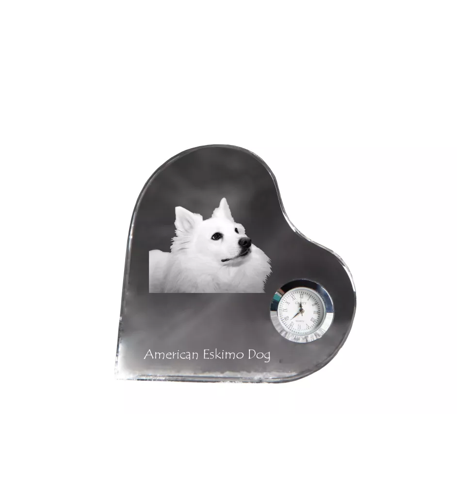 American Eskimo Dog zegar w kształcie serca z psem Art-Dog