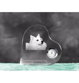 American Eskimo Dog zegar w kształcie serca z psem Art-Dog