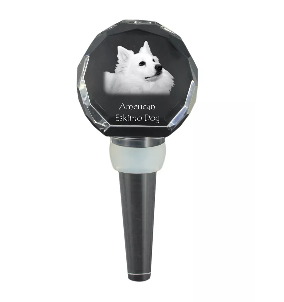 American Eskimo Dog, American Spitz, Eskie - Kristallflaschenverschluss, einzigartiger Weinverschluss mit Foto, personalisiertes Geschenk für Sommelier der Marke Art-Dog
