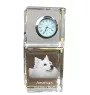 American Eskimo Dog, American Spitz, Eskie - Kristalluhr mit Foto, Hundebild im Kristall, personalisierte Schreibtischuhr von Art-Dog.