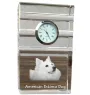 Esquimau américain, American Eskimo Dog, American Spitz - une horloge en verre avec une photo, une photo de chien dans un cristal, une horloge de bureau personnalisée de la marque Art-Dog