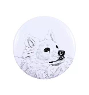 American Eskimo Dog, American Spitz, Eskie Magnet mit einem Hundepfotenabdruck, außergewöhnlich leicht, starker Magnet, handgefertigtes Produkt der Marke Art-Dog
