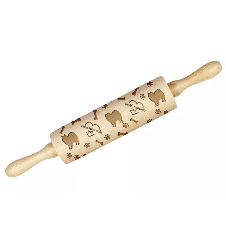 Esquimau américain, American Eskimo Dog, American Spitz - rouleau à pâtisserie avec chien, décoration de biscuits avec un rouleau à motifs, cadeau pour un céramiste de la marque Art-Dog