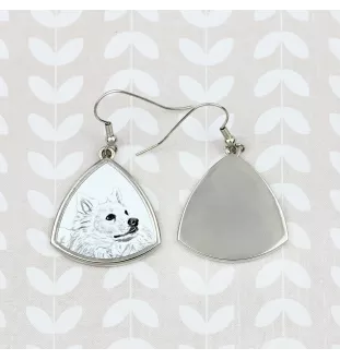 American Eskimo Dog, American Spitz, Eskie - Hund Ohrringe, hängende Ohrringe mit Bild, personalisierter Schmuck mit dem Aufdruck der Marke Art-Dog