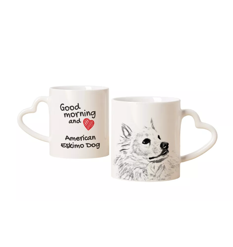 American Eskimo Dog, American Spitz, Eskie - Tasse mit Hund, entzückende Tasse mit herzförmigem Henkel, universelles Geschenk der Marke Art-Dog