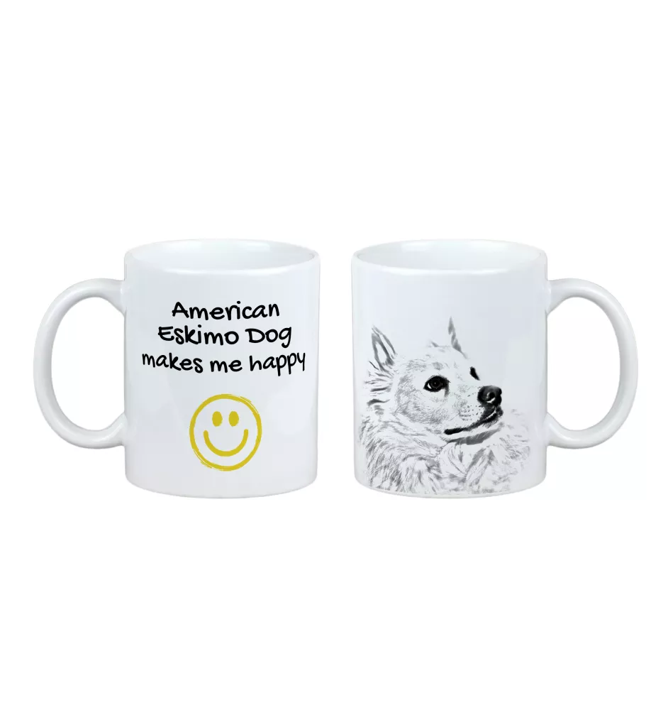 Esquimau américain, American Eskimo Dog, American Spitz - tasse avec chien, une tasse joyeuse pour les amoureux des chiens, un cadeau personnalisé de la marque Art-Dog