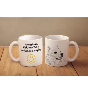 American Eskimo Dog, American Spitz, Eskie - Tasse mit Hund, fröhliche Tasse für Hundeliebhaber, personalisiertes Geschenk der Marke Art-Dog