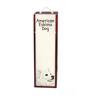 Esquimau américain, American Eskimo Dog, American Spitz - boîte à vin avec chien, boîte à alcool avec graphisme, boîte cadeau personnalisée de la marque Art-Dog