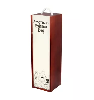 American Eskimo Dog, American Spitz, Eskie - Weinbox mit Hund, Alkoholbox mit Grafik, personalisierte Geschenkbox der Marke Art-Dog