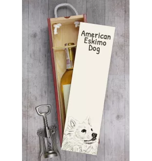 American Eskimo Dog, American Spitz, Eskie - Weinbox mit Hund, Alkoholbox mit Grafik, personalisierte Geschenkbox der Marke Art-Dog
