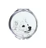 American Eskimo Dog, American Spitz, Eskie - Taschenspiegel mit Hund, personalisierter Taschenspiegel, kompakter Spiegel mit Art-Dog-Logo