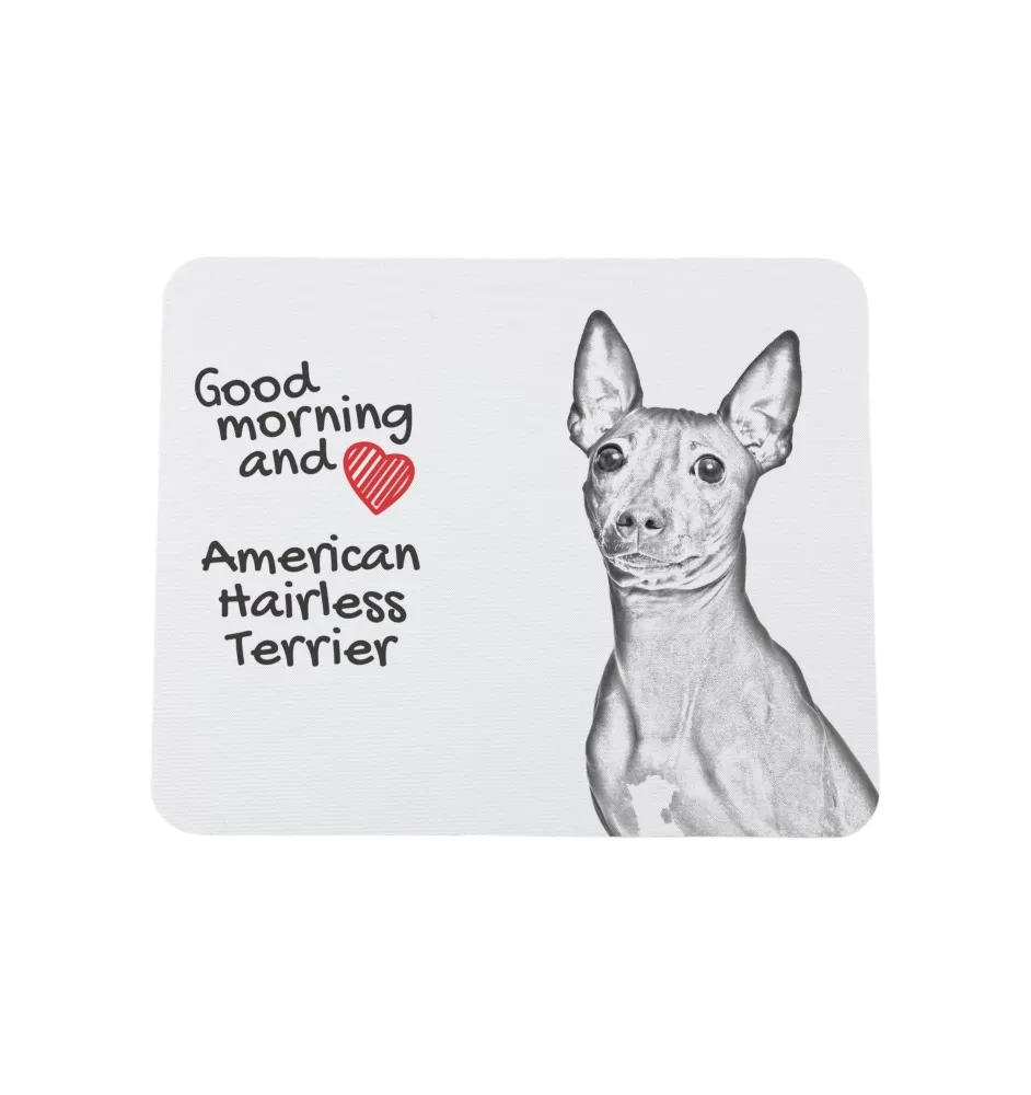 American Hairless Terrier, Amerikanischer Nackthund - Mauspad mit Druck, personalisiertes Mauspad mit Hund, einzigartiges Gadget für Büroangestellte von Art-Dog.