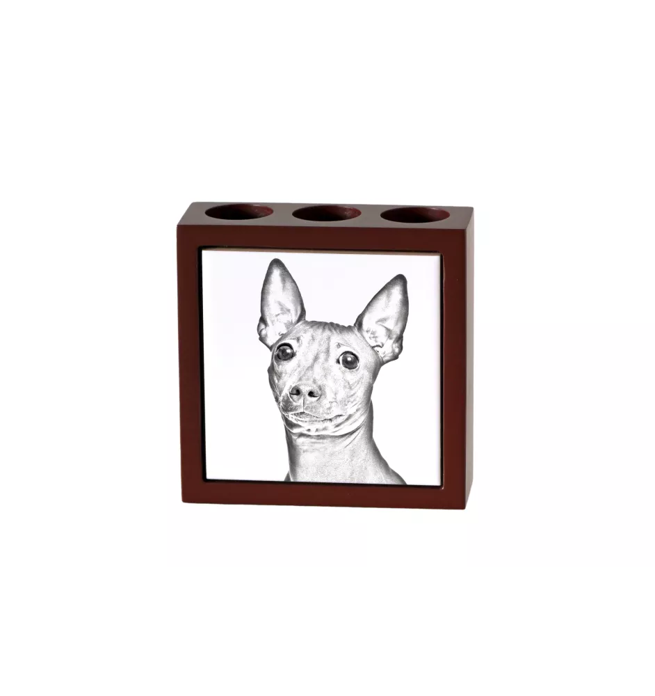 American Hairless Terrier, Amerikanischer Nackthund - Stifthalter mit Hund, Schreibtischorganizer mit Aufdruck, personalisierte Schreibtischdekoration der Marke Art-Dog