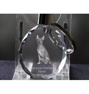 American Hairless Terrier - pendentif avec une photo de chien, porte-clés en cristal dans une boîte cadeau, un cadeau unique par Art-Dog