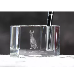 Amerykański terier bezwłosy penholder kryształowy z psem Art-Dog