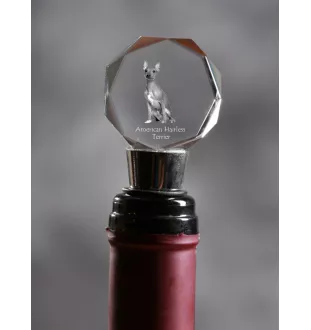 American Hairless Terrier - Bottle stopper, crystal wine stopper with photo, personalised gift for bartender by Art-Dog brand