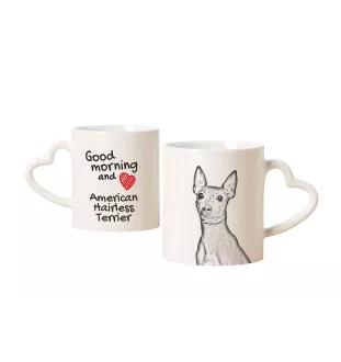 American Hairless Terrier - tasse avec chien, une tasse adorable avec une anse en forme de cœur, un cadeau universel de la marque Art-Dog