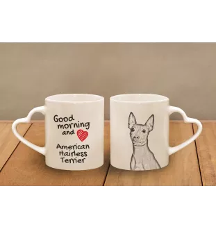 Amerykański terier bezwłosy kubek z psem good morning serce Art-Dog