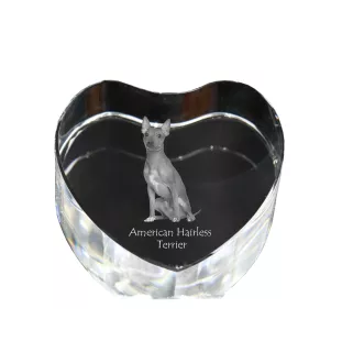 American Hairless Terrier - a photo of a dog in crystal, crystal heart, unique photo frame from the Art-Dog brand