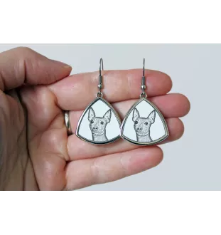 American Hairless Terrier - dog earrings, hanging earrings with a picture, personalized jewelry with Art-Dog brand print