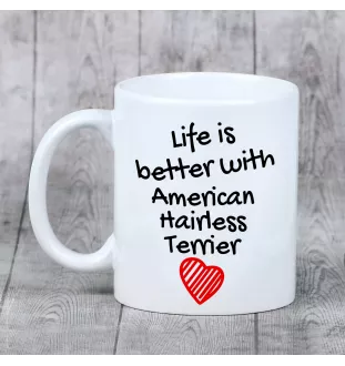 American Hairless Terrier - cup with a dog, cup with a photo, personalized gift from the Art-Dog brand